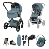 CYBEX BALIOS S LUX FOLD COT   ULTIMATE TRAVEL SYSTEM BUNDLE - STORMY BLUE