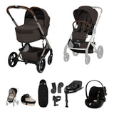 CYBEX BALIOS S LUX FOLD COT   ULTIMATE TRAVEL SYSTEM BUNDLE - CHOCOLATE BROWN