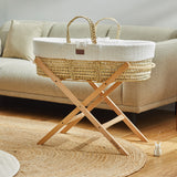 The Little Green Sheep Natural Knitted Moses Basket - Mattress + Static Stand Natural