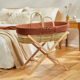 The Little Green Sheep Natural Knitted Moses Basket - Mattress + Static Stand Natural