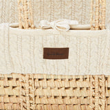 The Little Green Sheep Organic Knitted Moses Basket, Mattress & Walnut Rocking Stand Linen
