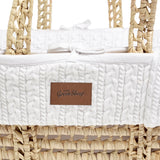 The Little Green Sheep Organic Knitted Moses Basket, Mattress & Walnut Rocking Stand Linen