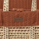 The Little Green Sheep Organic Knitted Moses Basket, Mattress & Walnut Rocking Stand Linen