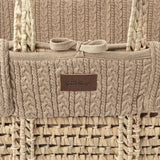 The Little Green Sheep Organic Knitted Moses Basket, Mattress & Walnut Rocking Stand Linen