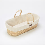 The Little Green Sheep Organic Knitted Moses Basket, Mattress & Walnut Rocking Stand Linen