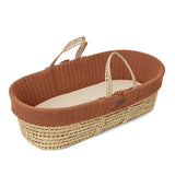 The Little Green Sheep Organic Knitted Moses Basket, Mattress & Walnut Rocking Stand Linen