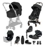 NEW CYBEX Coya Ultimate Birth and Beyond Bundle Comfort Collection - Rose Gold Frame - Sepia Black