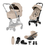 NEW CYBEX Coya Ultimate Accessory Bundle Comfort Collection - Black Frame - Coze Beige