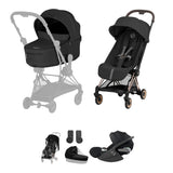NEW CYBEX Coya Ultimate Bundle Comfort Collection - Rose Gold Frame - Sepia Black