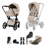 NEW CYBEX PRIAM Ultimate Bundle   - Comfort Collection - Matt Black - Cozy Beige