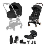 NEW CYBEX Coya Ultimate Accessory Bundle Comfort Collection - Rose Gold Frame - Sepia Black