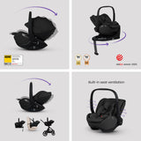 Silver Cross Cove 2 Ultimate 360 Car Seat Bundle - Onyx - Iconic Black Car Seat