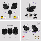 Silver Cross Cove 2 Ultimate 360 Family Car Seat Bundle - Pewter - Iconic Black Car Seat
