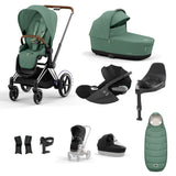 Cybex e-PRIAM 10 Piece Bundle  with Cloud T i-Size Travel System Bundle - Leaf Green