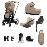 Cybex e-PRIAM 10 Piece Bundle  with Cloud T i-Size Travel System Bundle - Cozy Beige