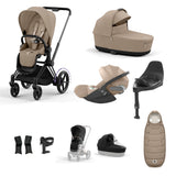 Cybex e-PRIAM 10 Piece Bundle  with Cloud T i-Size Travel System Bundle - Cozy Beige