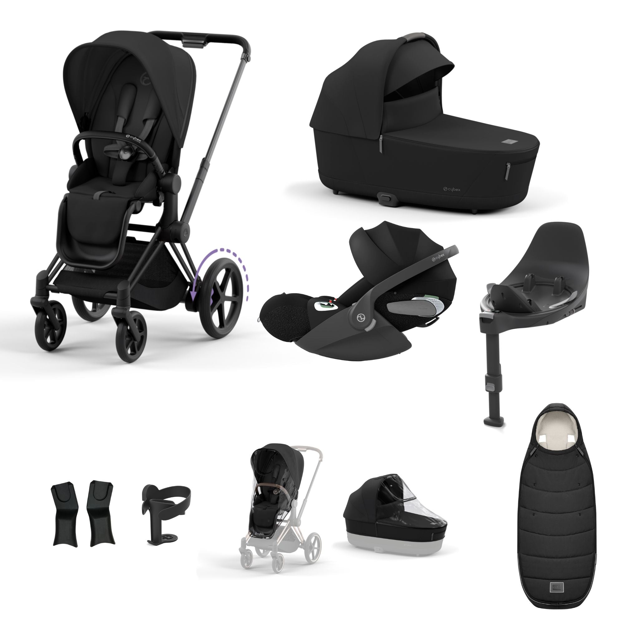 Cybex e-PRIAM 10 piece bundle with Cloud T i-Size Travel System Bundle - Sepia Black