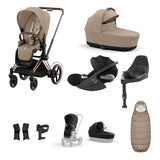 Cybex e-PRIAM 10 Piece Bundle  with Cloud T i-Size Travel System Bundle - Cozy Beige