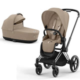 CYBEX e-Priam Pushchair with Lux Carrycot and Travel bundle - Chrome and Black Chassis