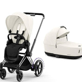 CYBEX e-Priam Pushchair with Lux Carrycot and Travel bundle - Chrome and Black Chassis