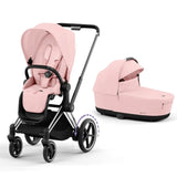 CYBEX e-Priam Pushchair with Lux Carrycot and Travel bundle - Chrome and Black Chassis