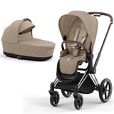 CYBEX e-Priam Pushchair with Lux Carrycot - Chrome and Brown Chassis