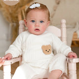 The Teddy Bear Boucle Wrap Baby Grow Romper - White