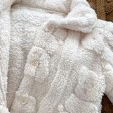 Cozy Crew Club - The Fur Bear Lining Fluffy Coat Romper - Cream Fluff