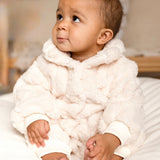 Cozy Crew Club - The Fur Bear Lining Fluffy Coat Romper - Cream Fluff