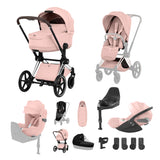 NEW CYBEX PRIAM Ultimate Birth & Beyond Bundle - Style Collection - Chrome Brown Frame