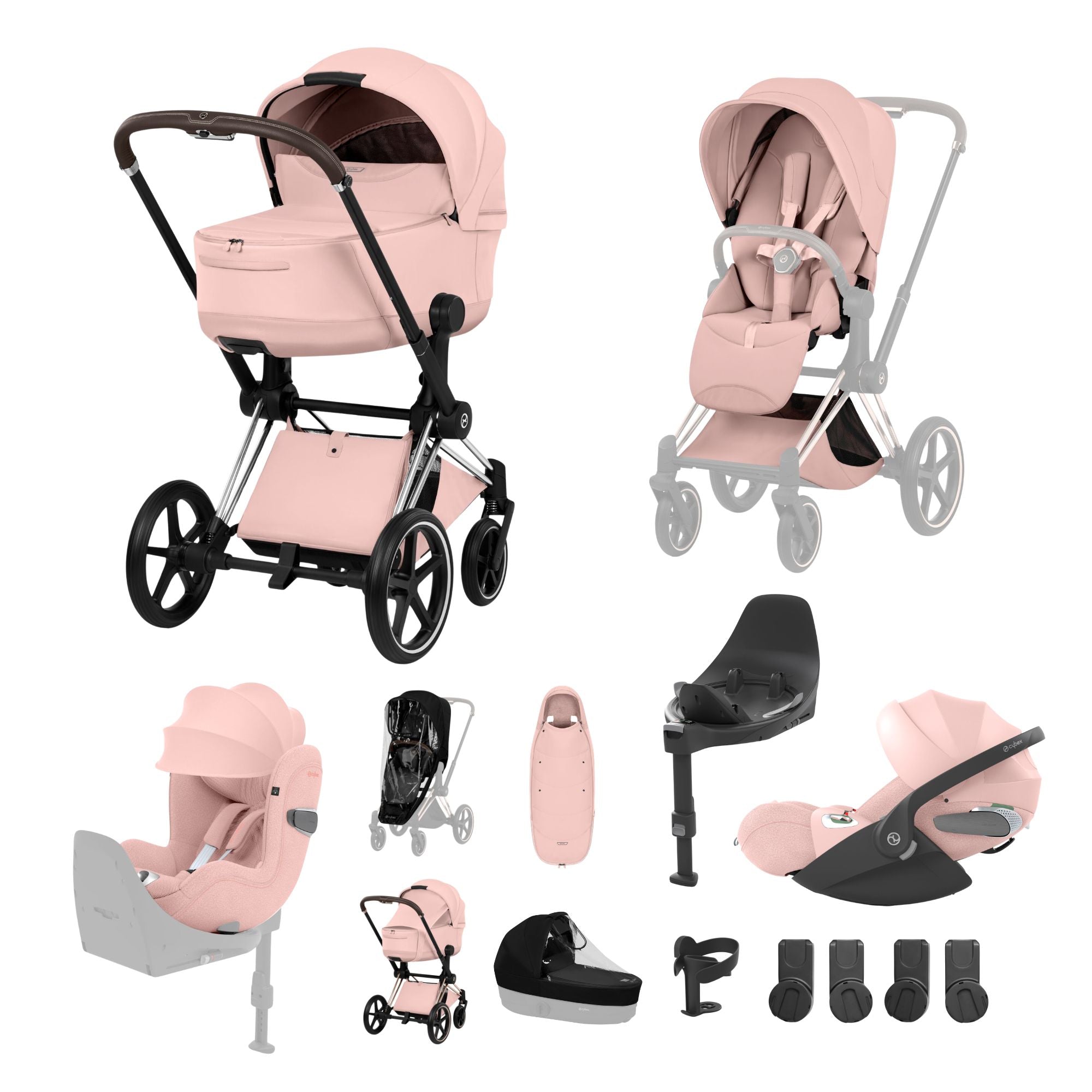 NEW CYBEX PRIAM Ultimate Birth & Beyond Bundle - Style Collection - Chrome Brown Frame