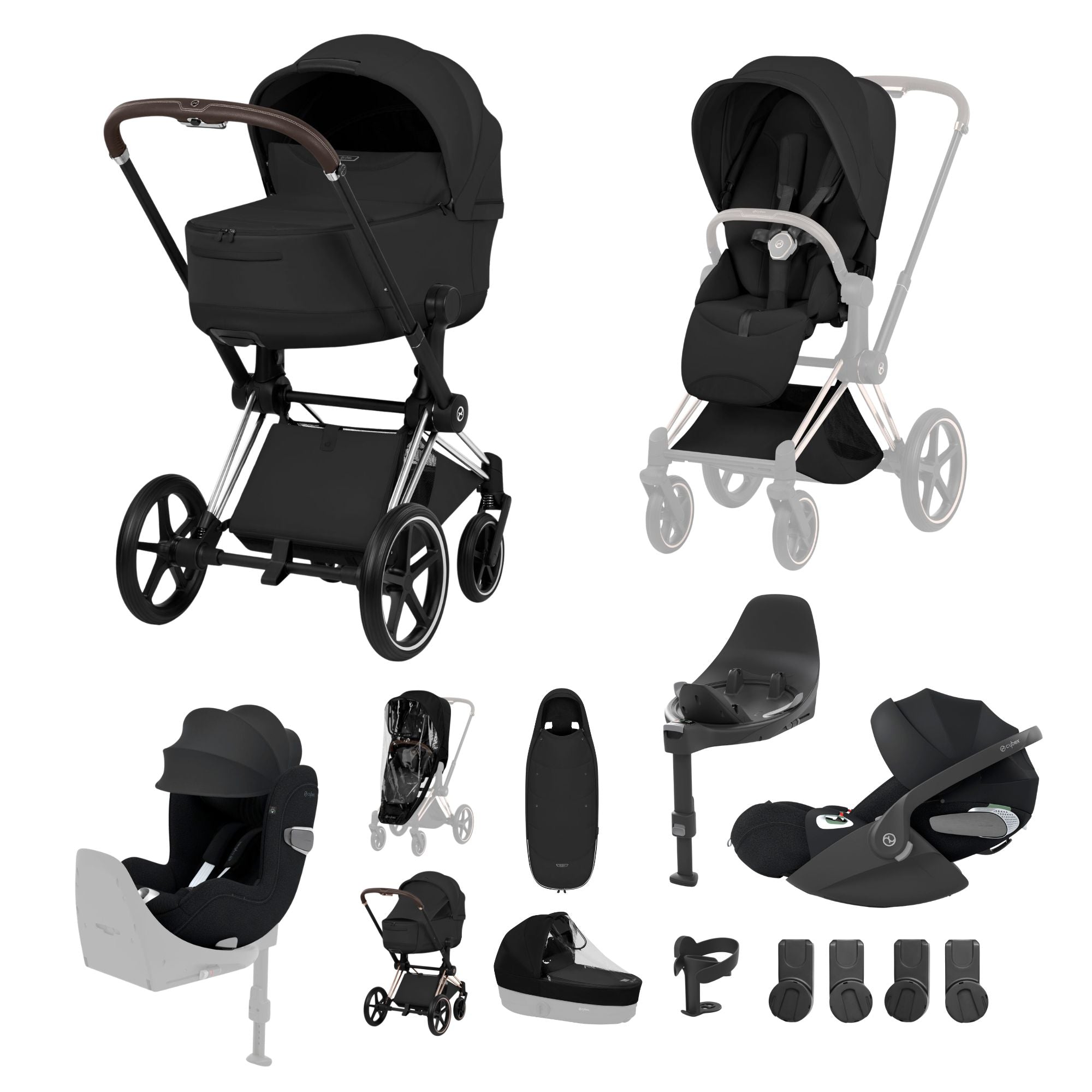 NEW CYBEX PRIAM Ultimate Birth & Beyond Bundle - Style Collection - Chrome Brown Frame