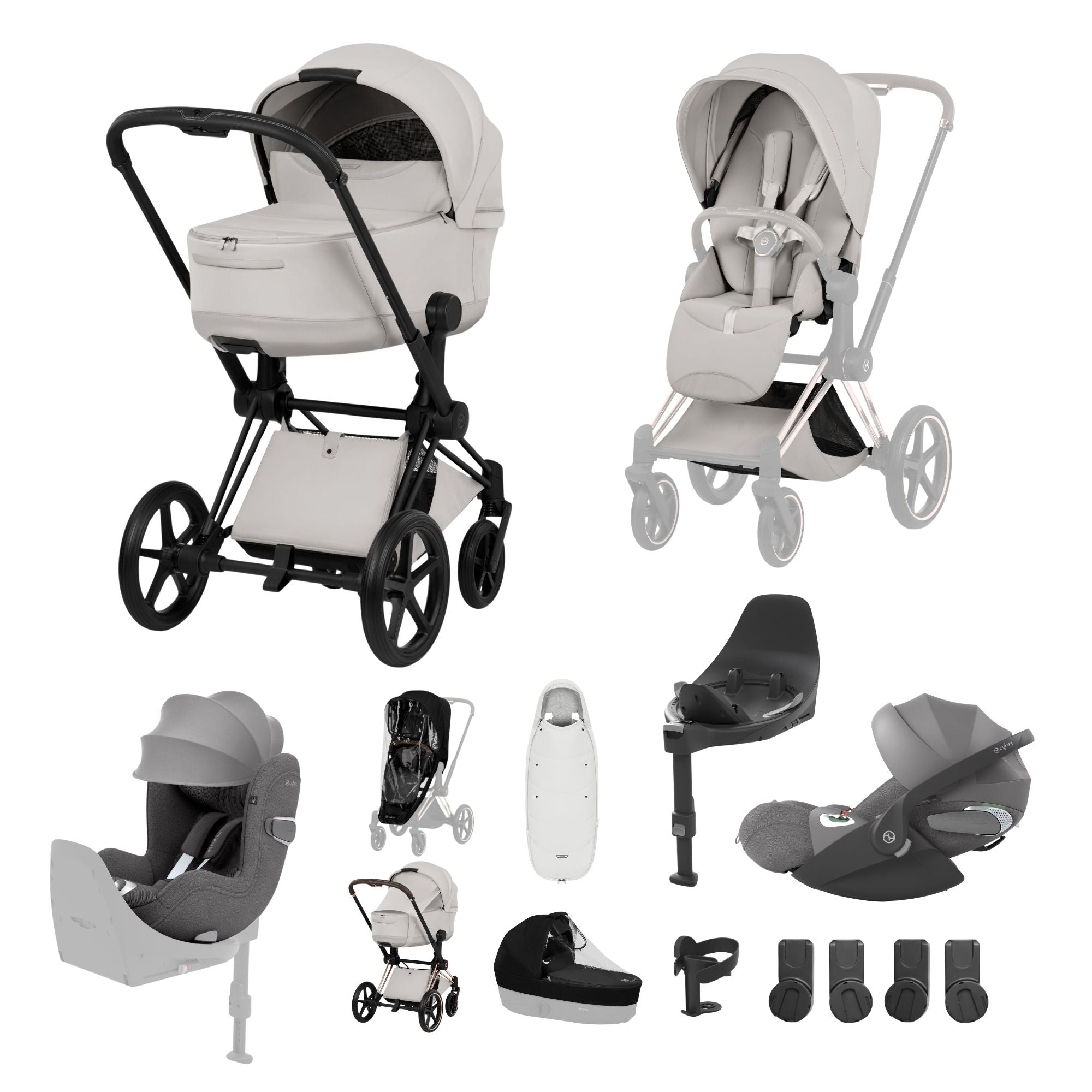 NEW CYBEX PRIAM Ultimate Birth & Beyond Bundle - Style Collection - Matt Black Frame