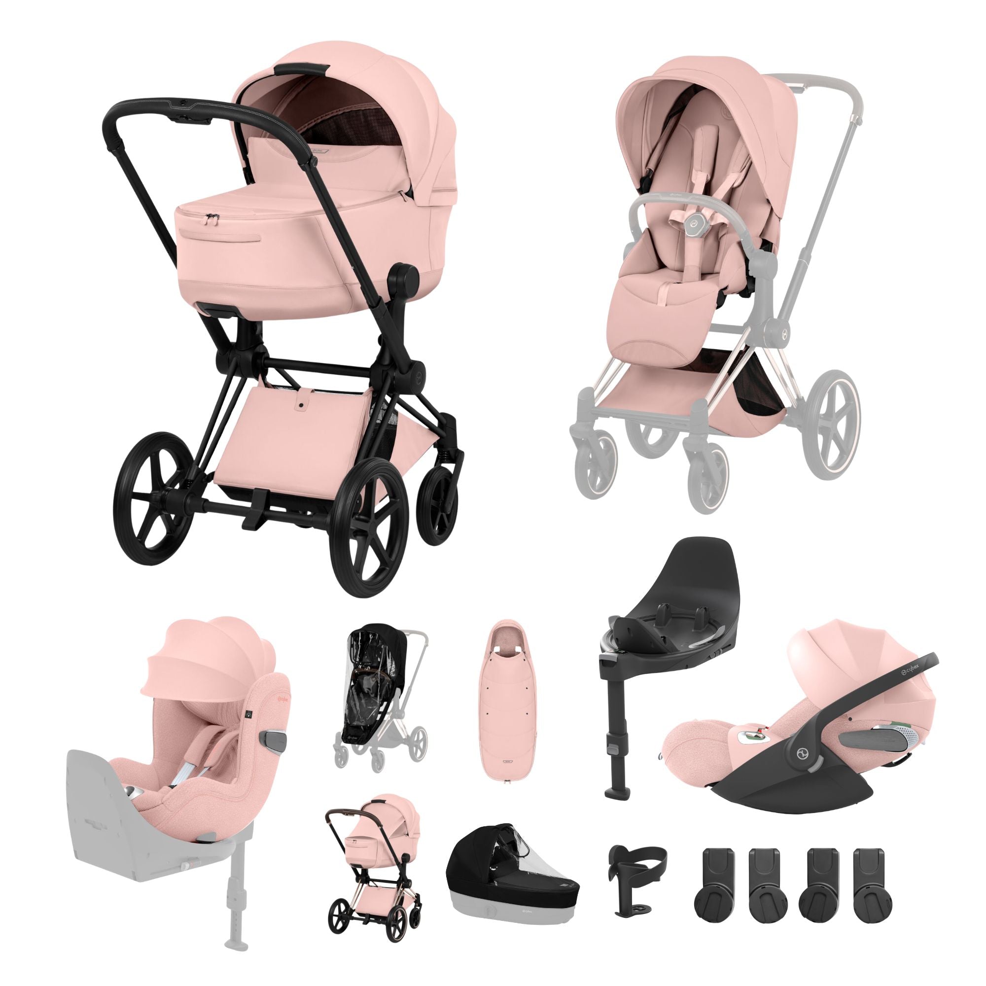 NEW CYBEX PRIAM Ultimate Birth & Beyond Bundle - Style Collection - Matt Black Frame