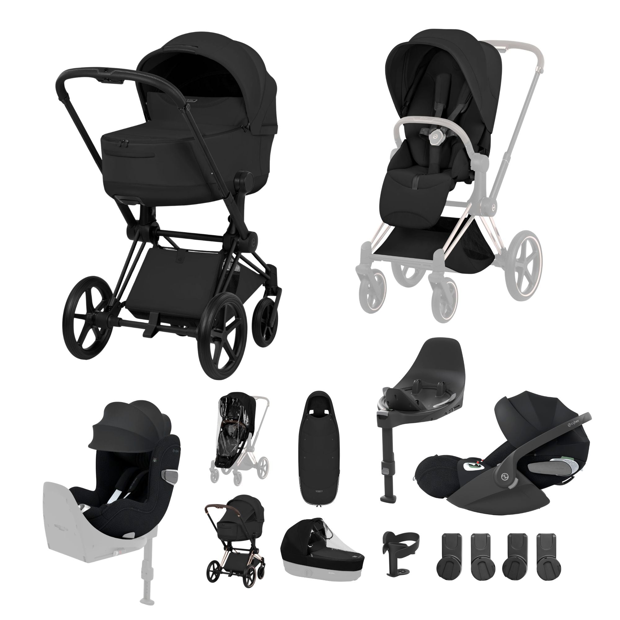 NEW CYBEX PRIAM Ultimate Birth & Beyond Bundle - Style Collection - Matt Black Frame