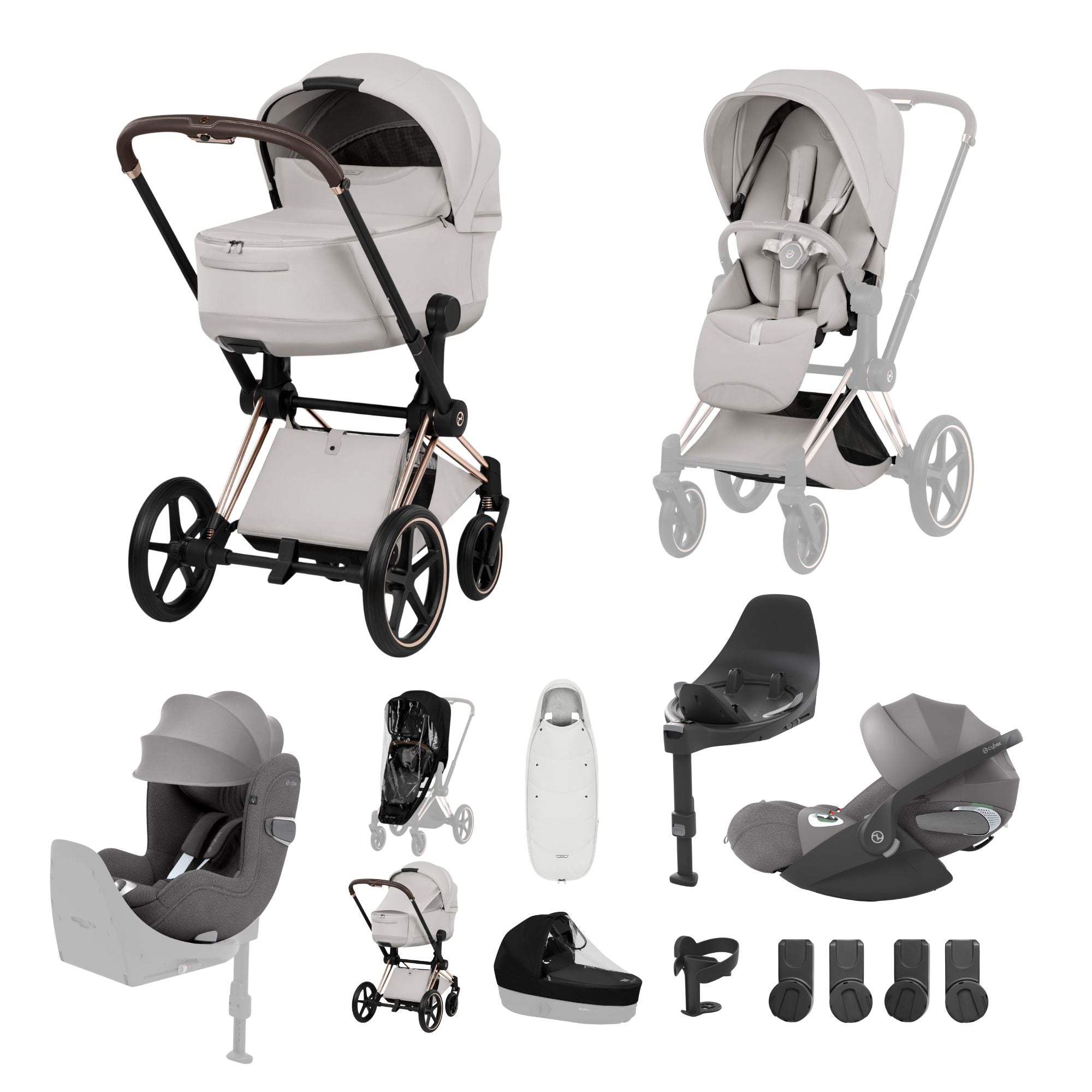 NEW CYBEX PRIAM Ultimate Birth & Beyond Bundle - Style Collection - Rose Gold Frame
