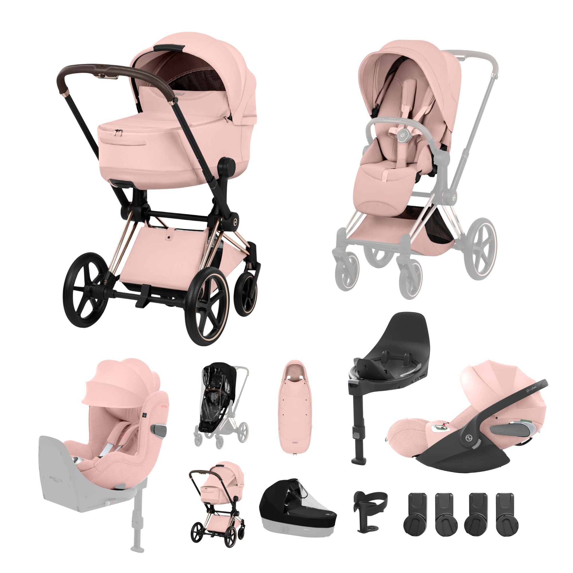 NEW CYBEX PRIAM Ultimate Birth & Beyond Bundle - Style Collection - Rose Gold Frame