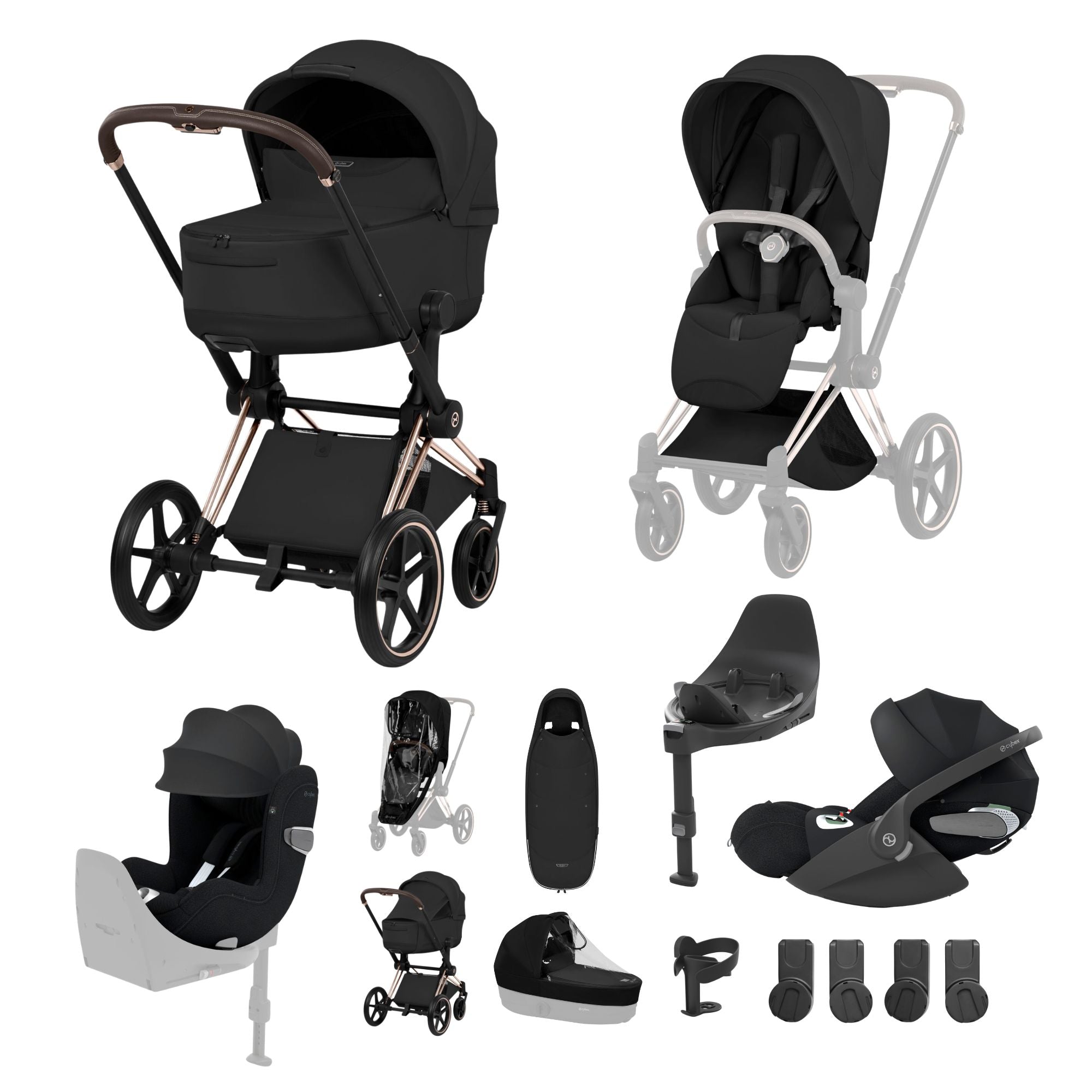 NEW CYBEX PRIAM Ultimate Birth & Beyond Bundle - Style Collection - Rose Gold Frame