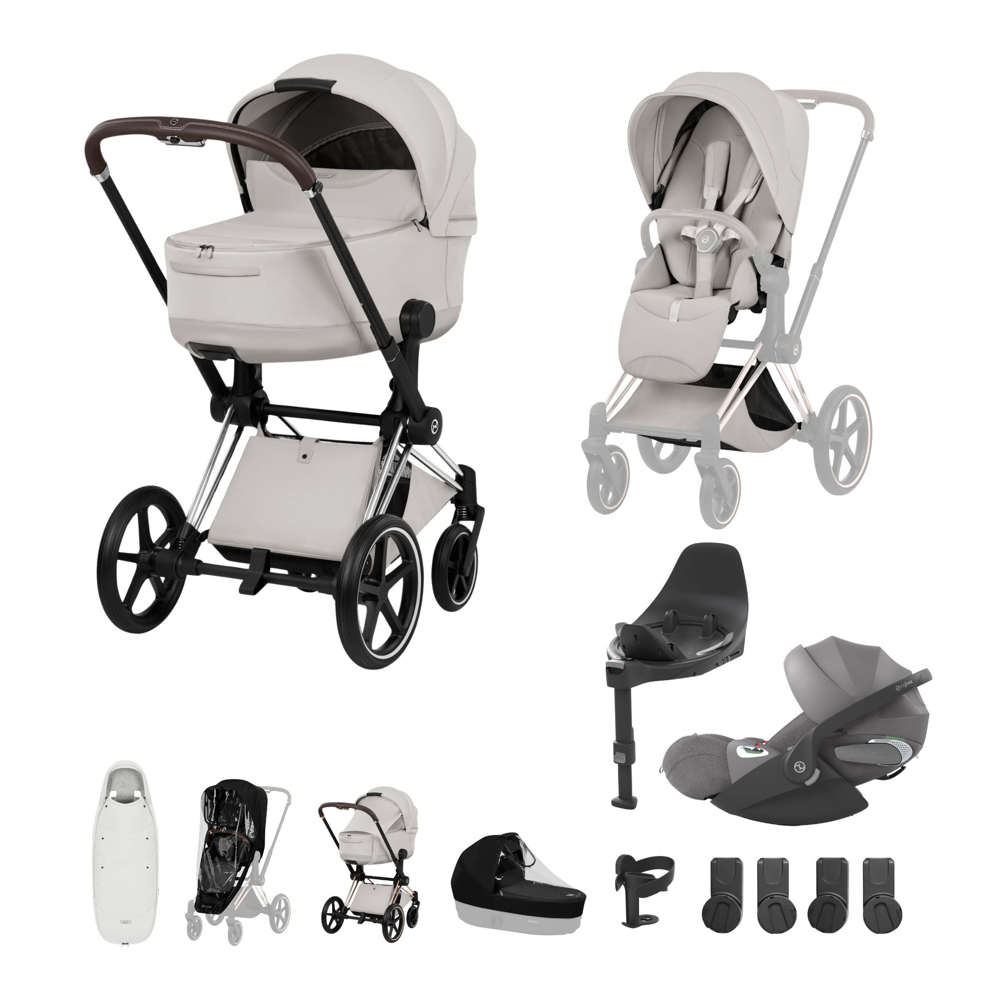 NEW CYBEX PRIAM Ultimate Accessory Bundle - Style Collection - Chrome Brown Frame