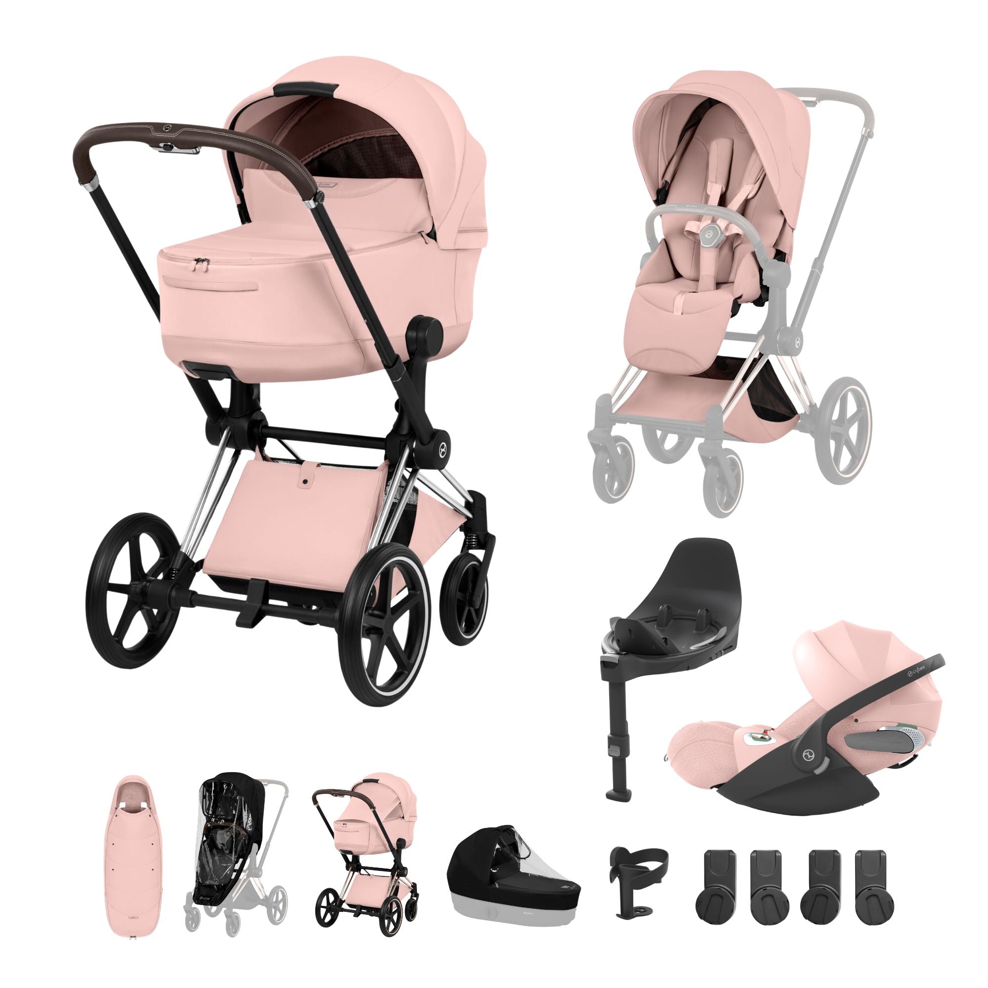 NEW CYBEX PRIAM Ultimate Accessory Bundle - Style Collection - Chrome Brown Frame
