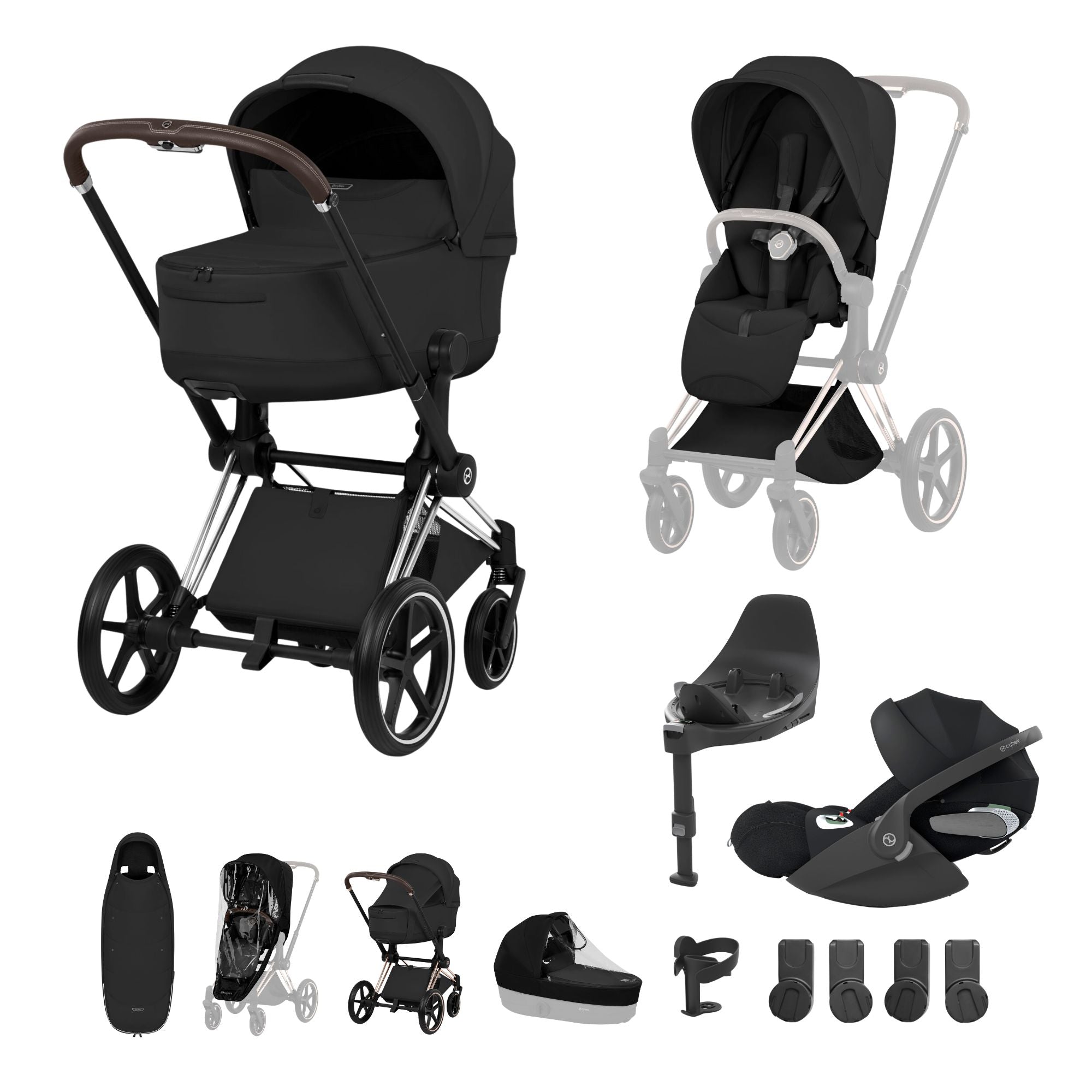 NEW CYBEX PRIAM Ultimate Accessory Bundle - Style Collection - Chrome Brown Frame
