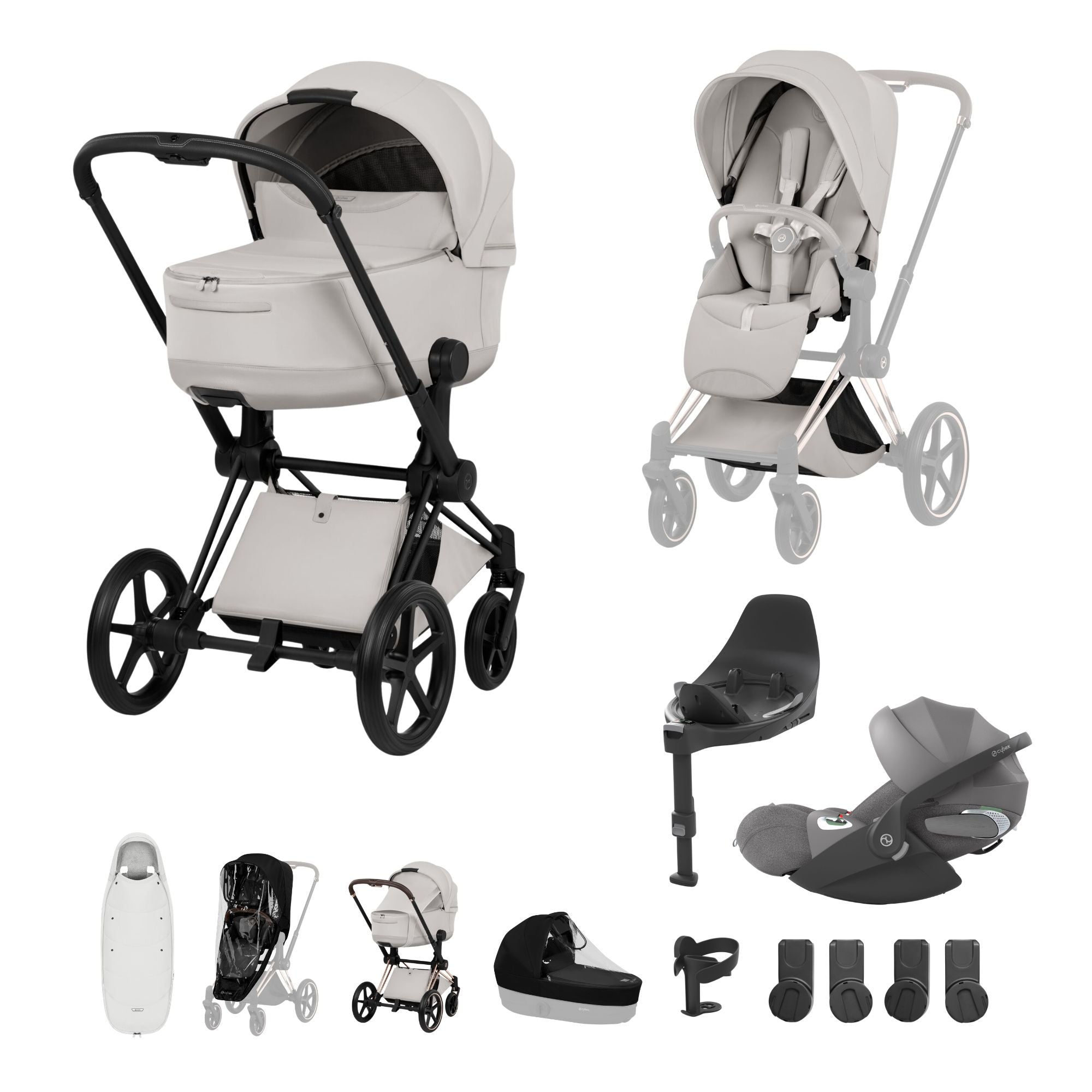 NEW CYBEX PRIAM Ultimate Accessory Bundle - Style Collection - Matt Black Frame
