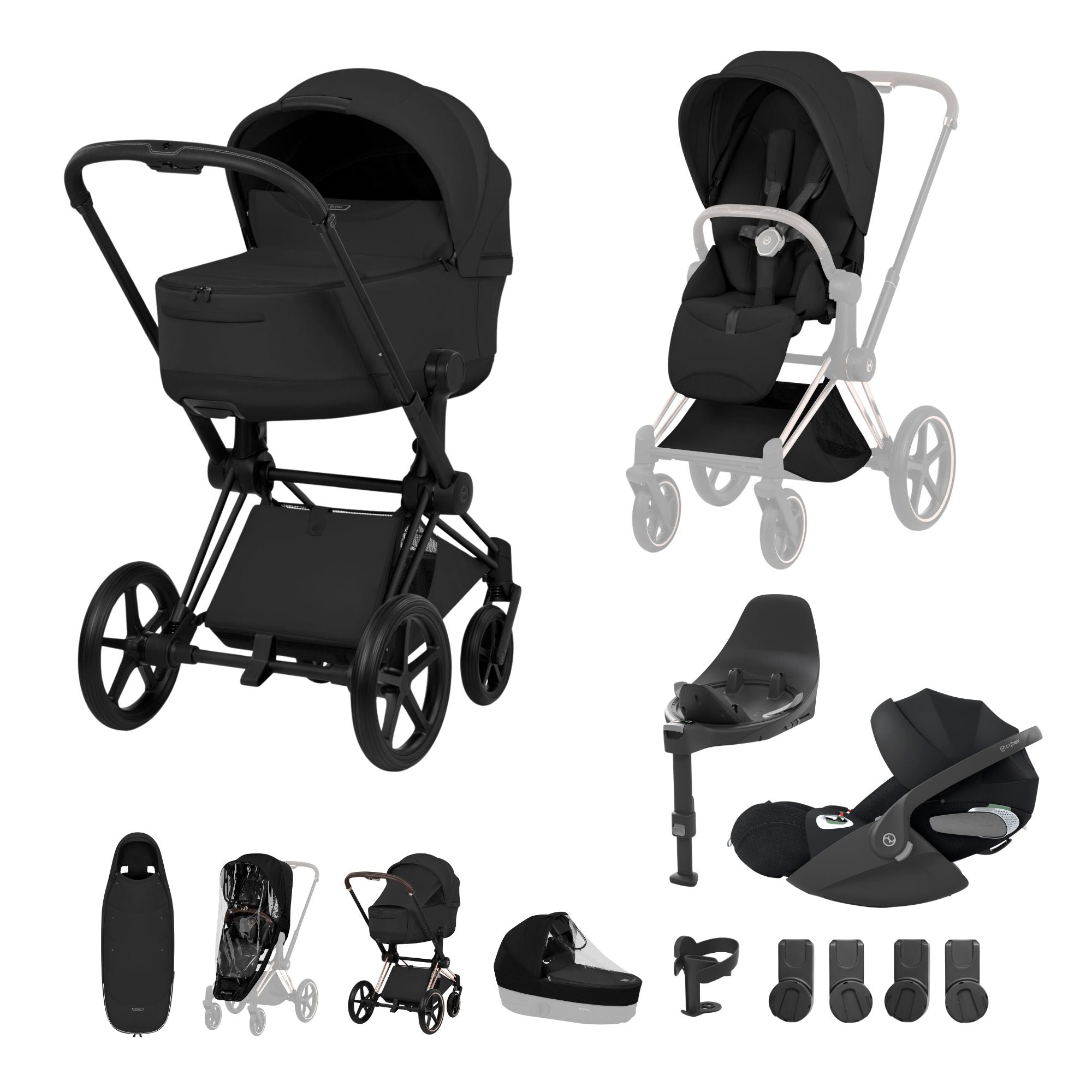 NEW CYBEX PRIAM Ultimate Accessory Bundle - Style Collection - Matt Black Frame