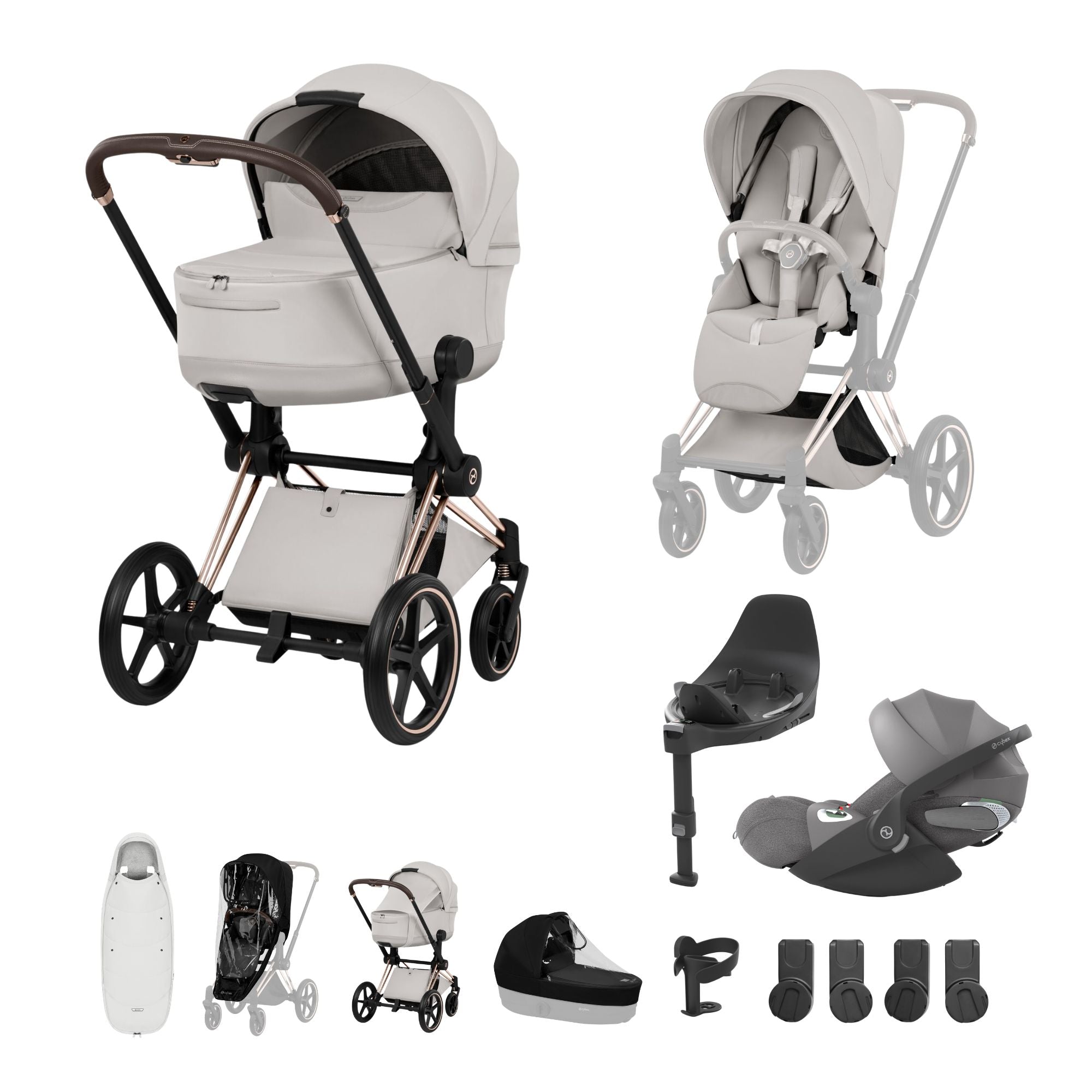 NEW CYBEX PRIAM Ultimate Accessory Bundle - Style Collection - Rose Gold Frame