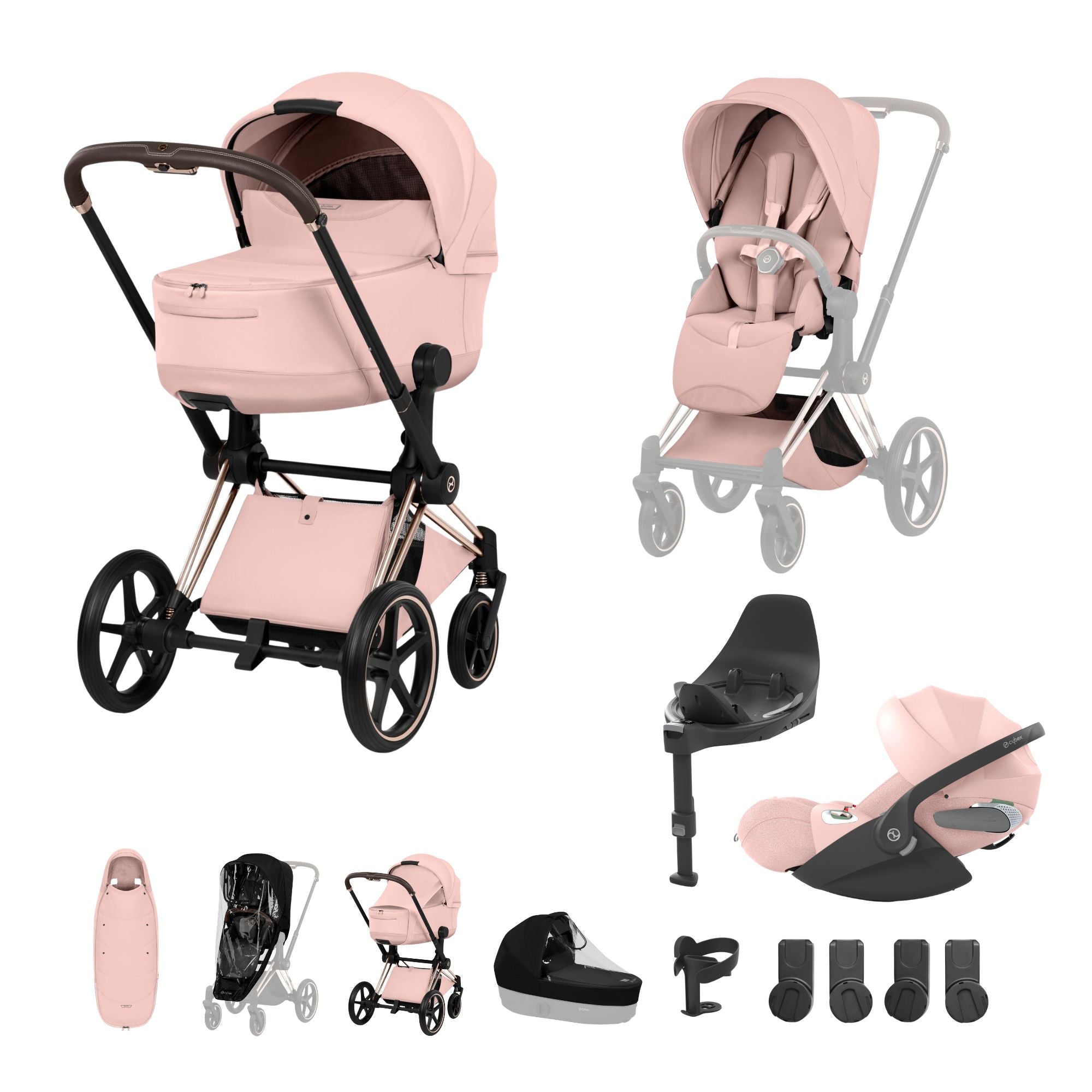 NEW CYBEX PRIAM Ultimate Accessory Bundle - Style Collection - Rose Gold Frame