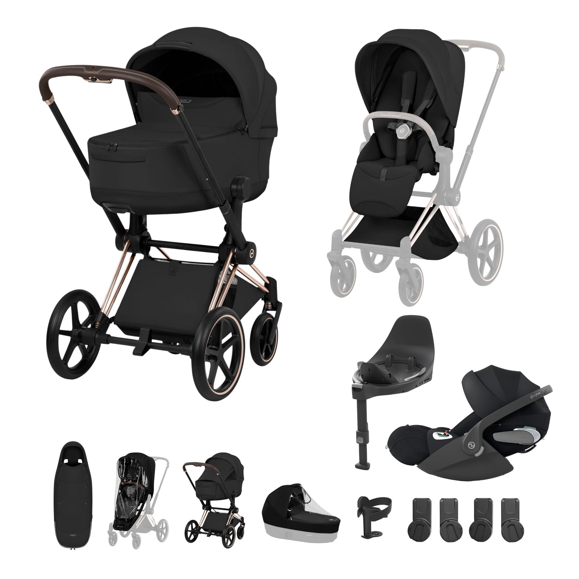 NEW CYBEX PRIAM Ultimate Accessory Bundle - Style Collection - Rose Gold Frame