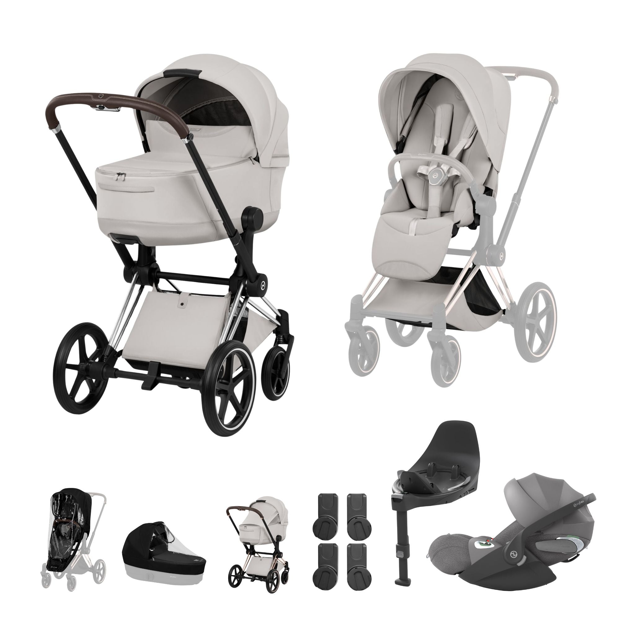 NEW CYBEX PRIAM Ultimate Bundle   - Style Collection - Chrome Brown Frame