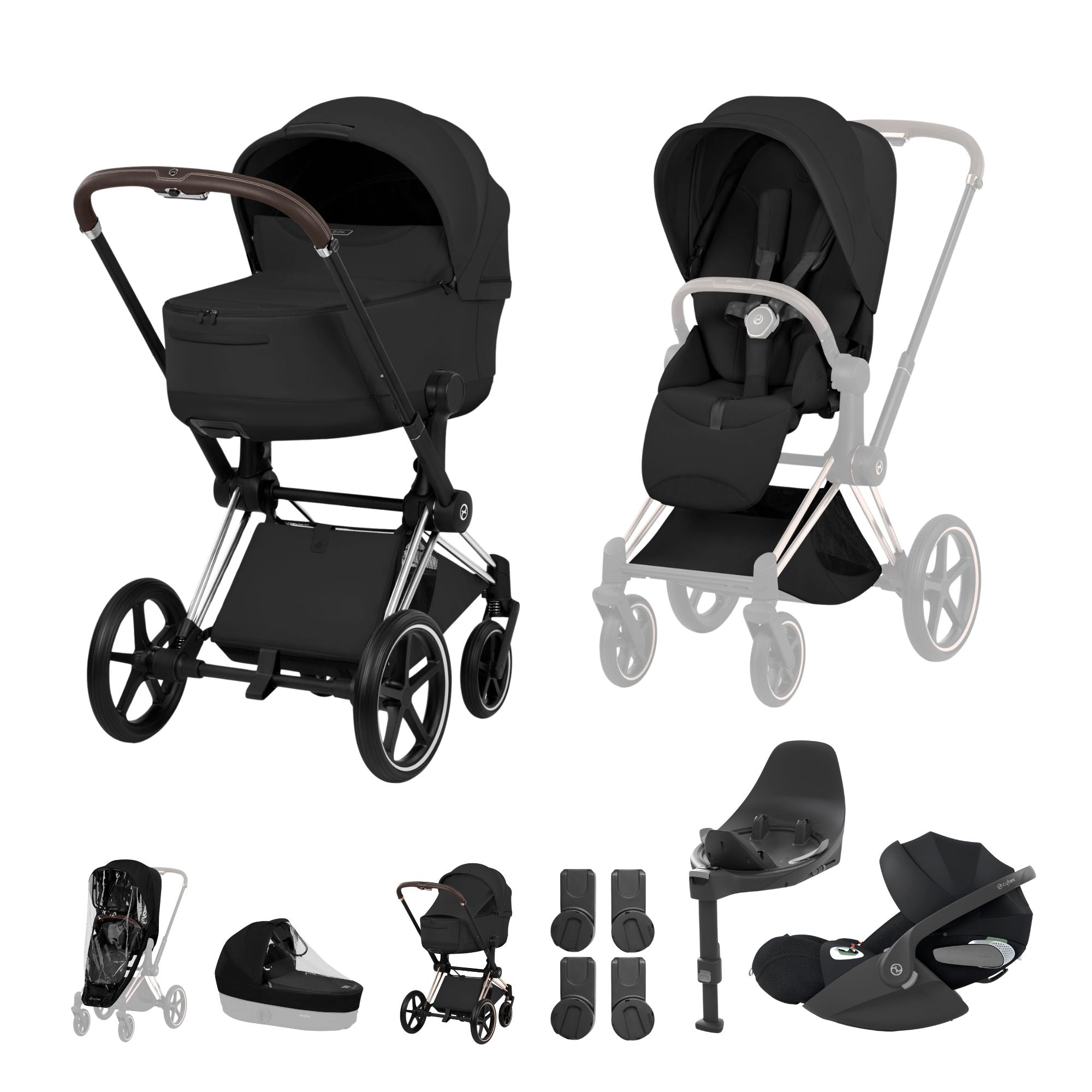 NEW CYBEX PRIAM Ultimate Bundle   - Style Collection - Chrome Brown Frame