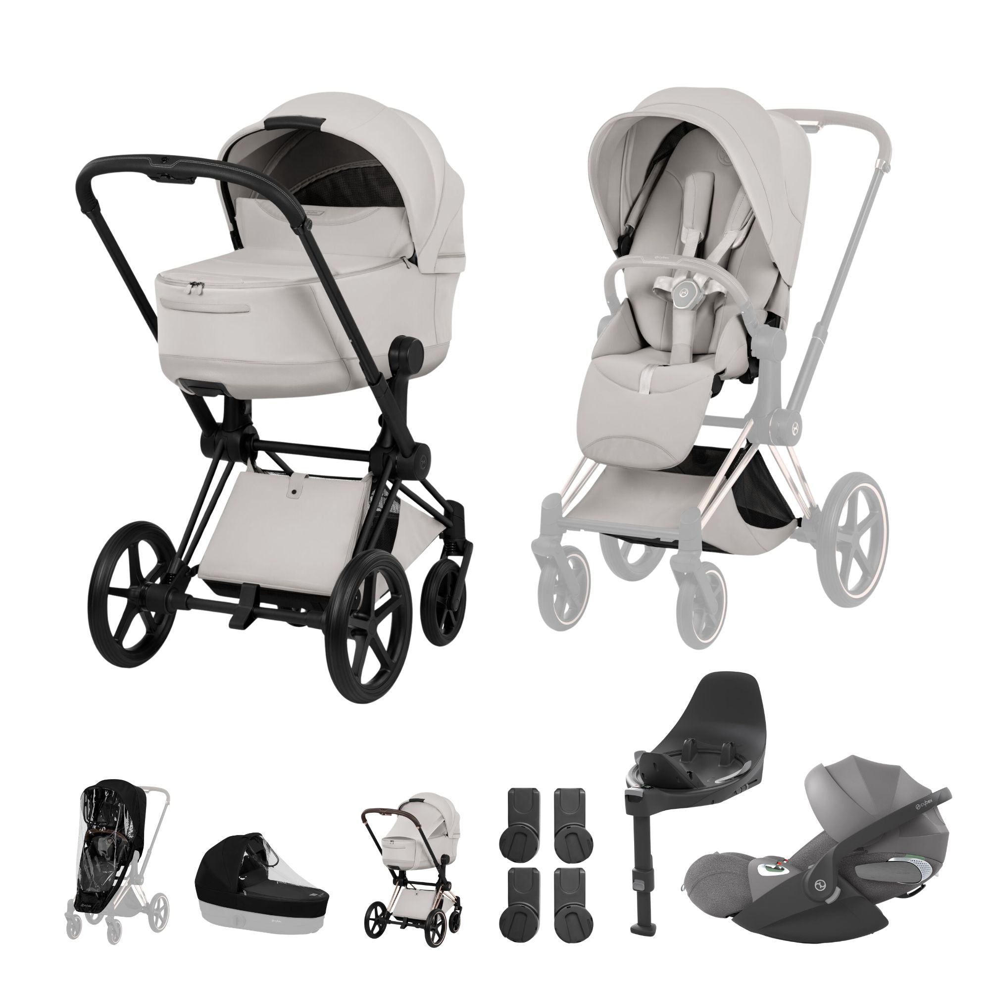 NEW CYBEX PRIAM Ultimate Bundle   - Style Collection - Matt Black Frame
