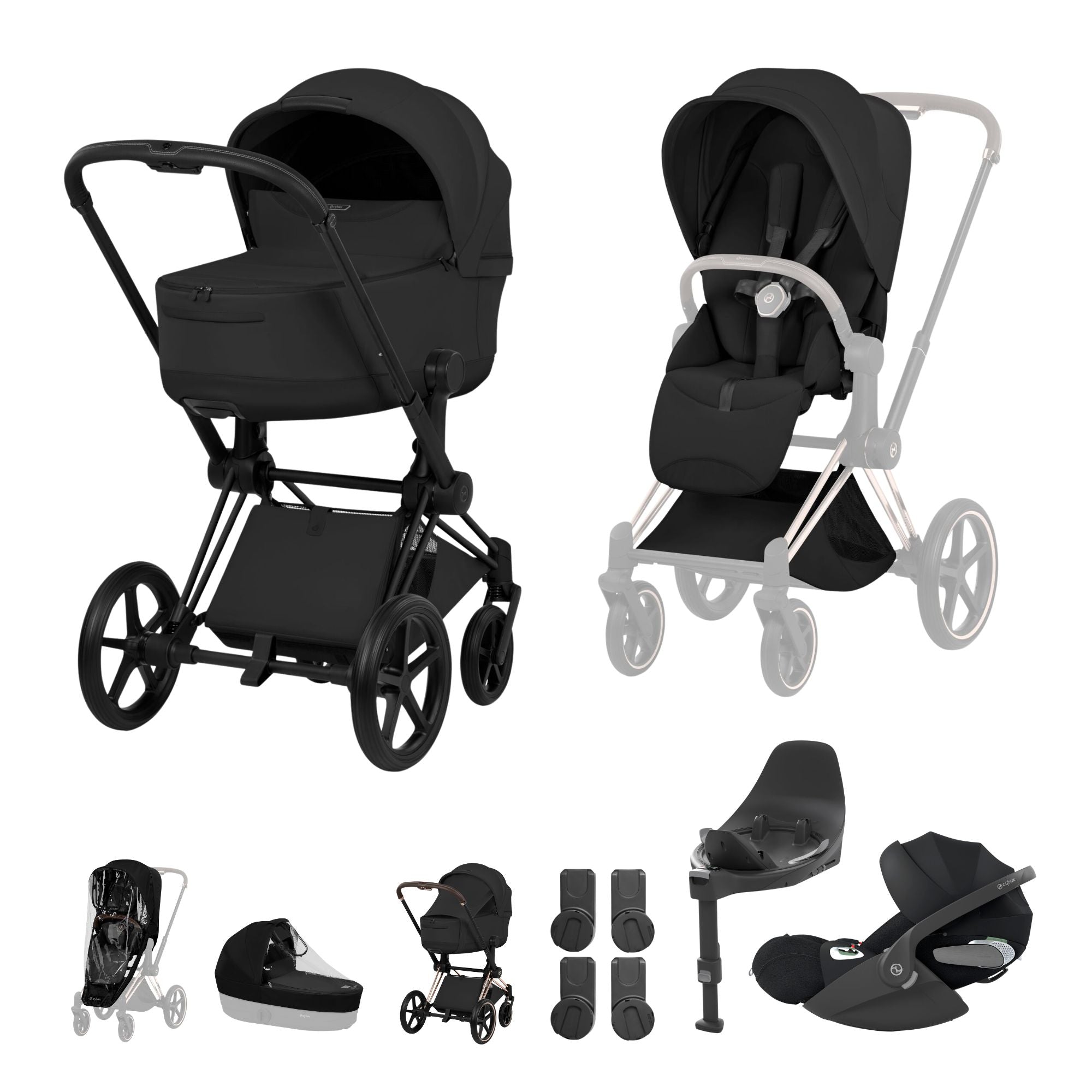 NEW CYBEX PRIAM Ultimate Bundle   - Style Collection - Matt Black Frame